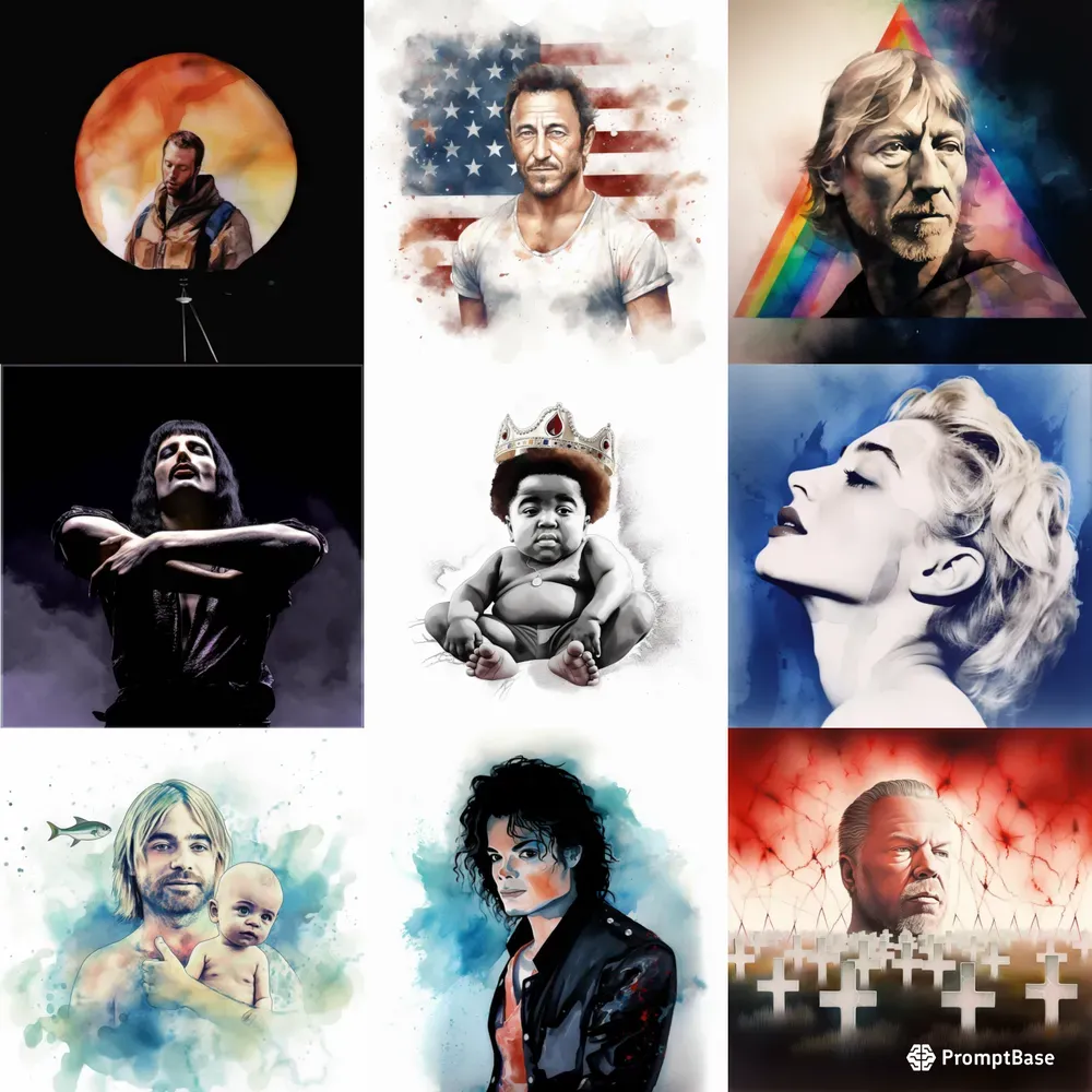 Iconic Music Album Covers In Watercolor