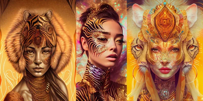 Golden Women And Creatures generated by undefined