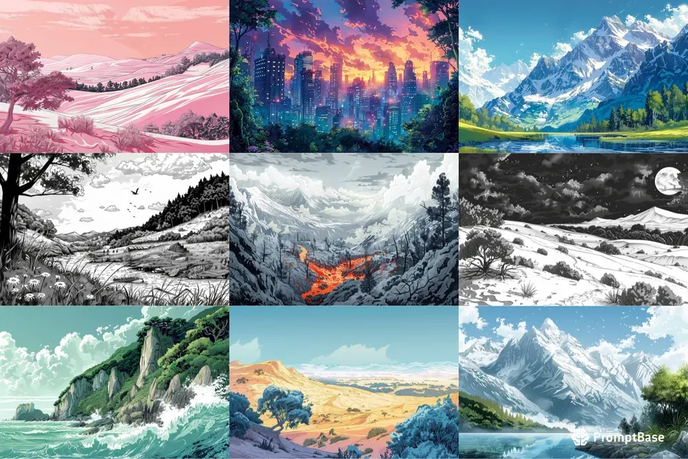 Manga Style Scenic Landscapes
