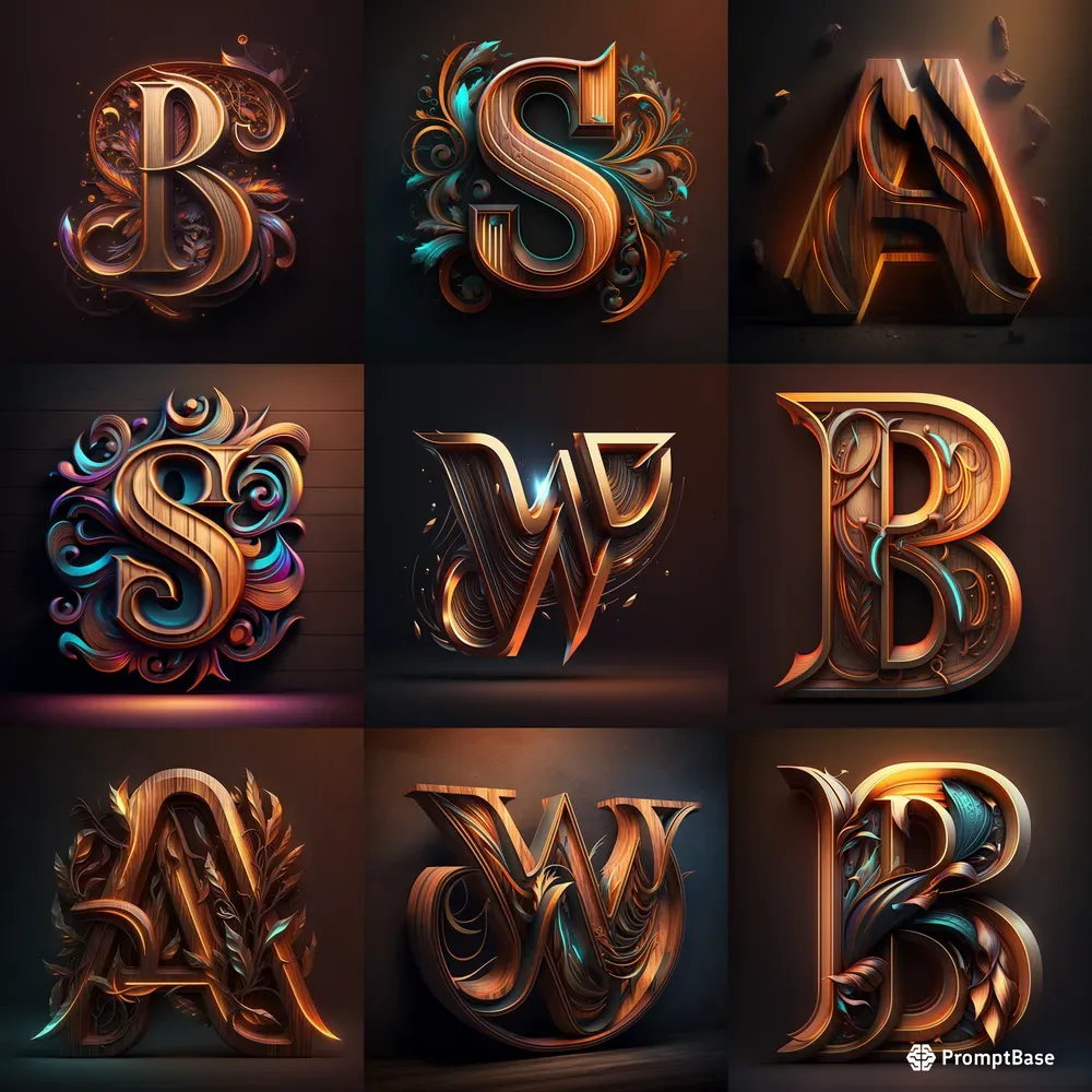 Lettering Wooden Fantasy Logos