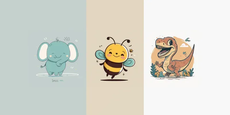 Cute Illustrations Of Smiling Characters generated by undefined