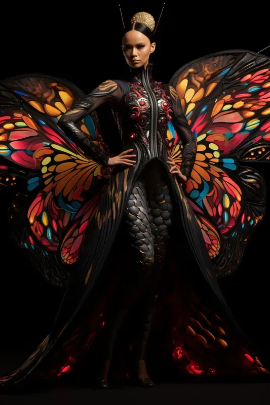 Neon Renaissance Ancient Floral Elegance