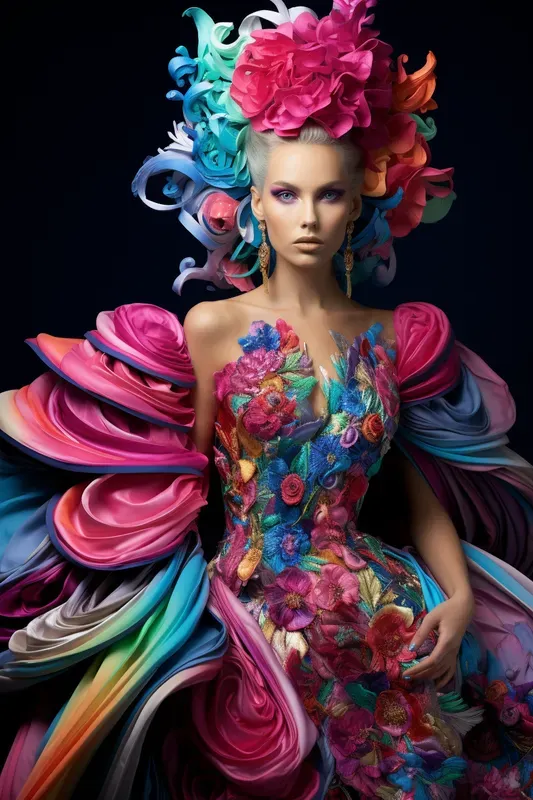 Neon Renaissance Ancient Floral Elegance