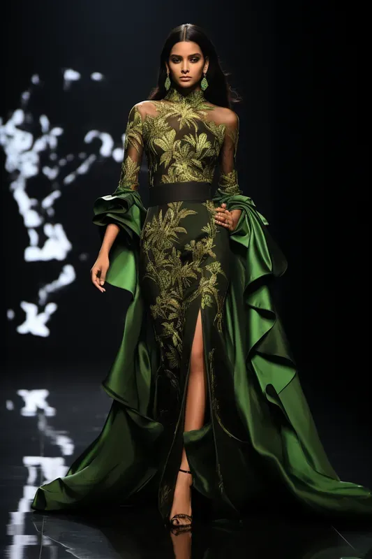 Neon Renaissance Ancient Floral Elegance