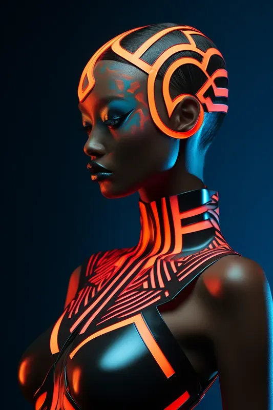 Neon Renaissance Ancient Floral Elegance