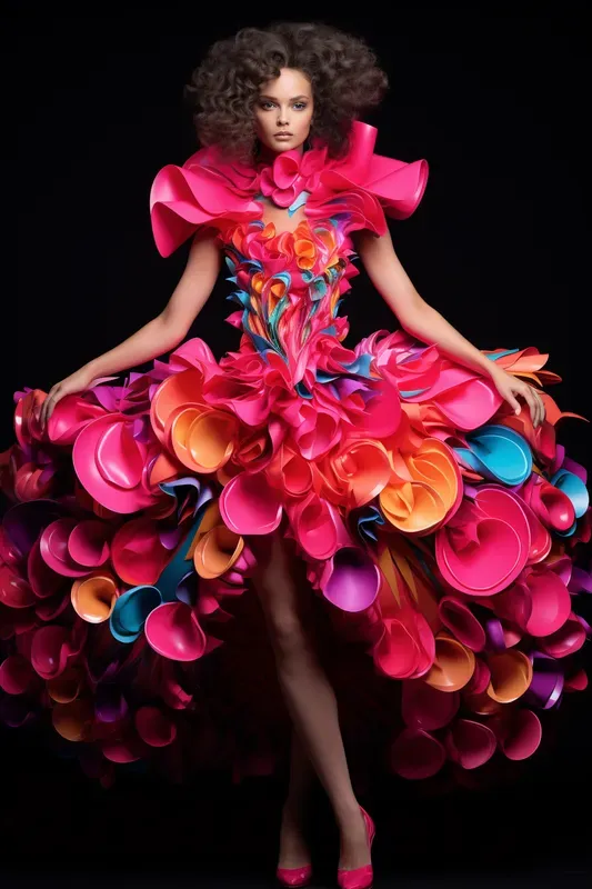 Neon Renaissance Ancient Floral Elegance