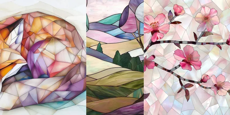 Tranquil Pastel Stained Glass Art generated by undefined