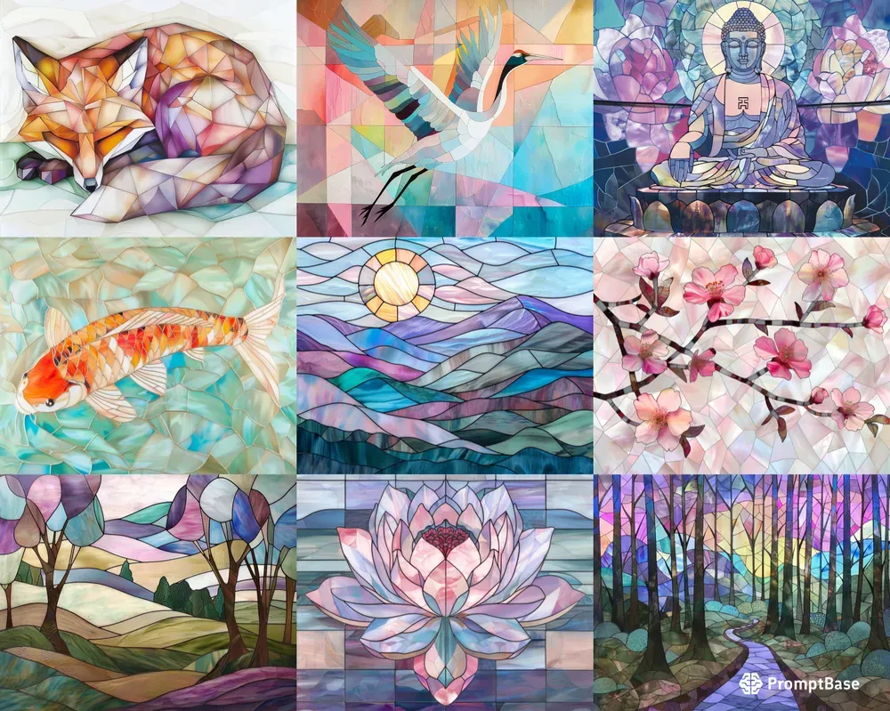 Tranquil Pastel Stained Glass Art