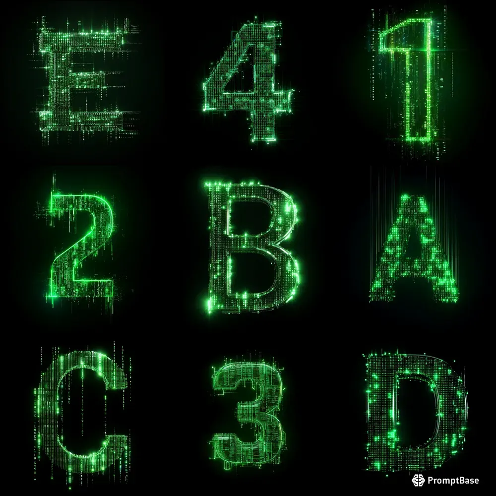 Alphabet Text Matrix Letters And Numbers