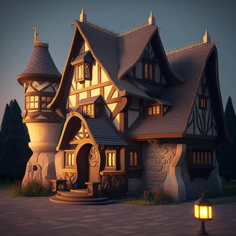Cartoon Hyper Realistic Magical Houses