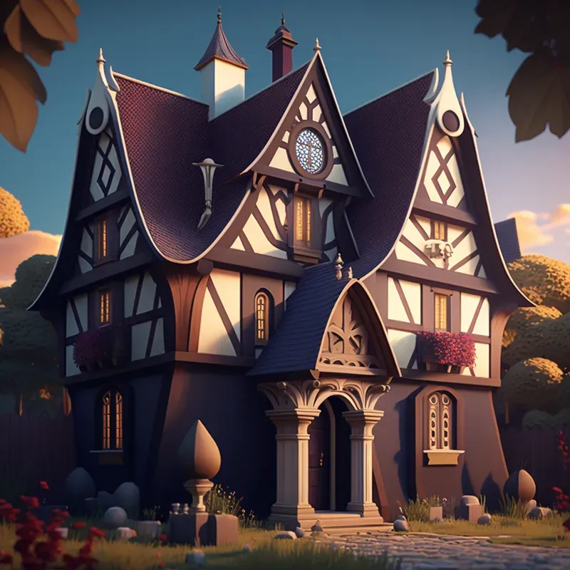Cartoon Hyper Realistic Magical Houses