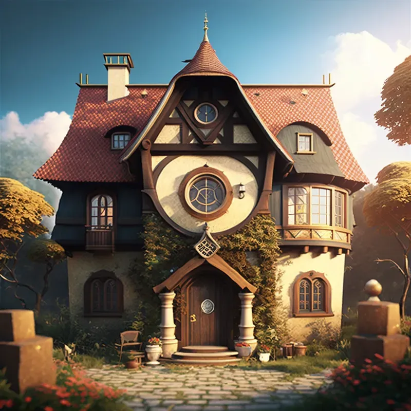 Cartoon Hyper Realistic Magical Houses
