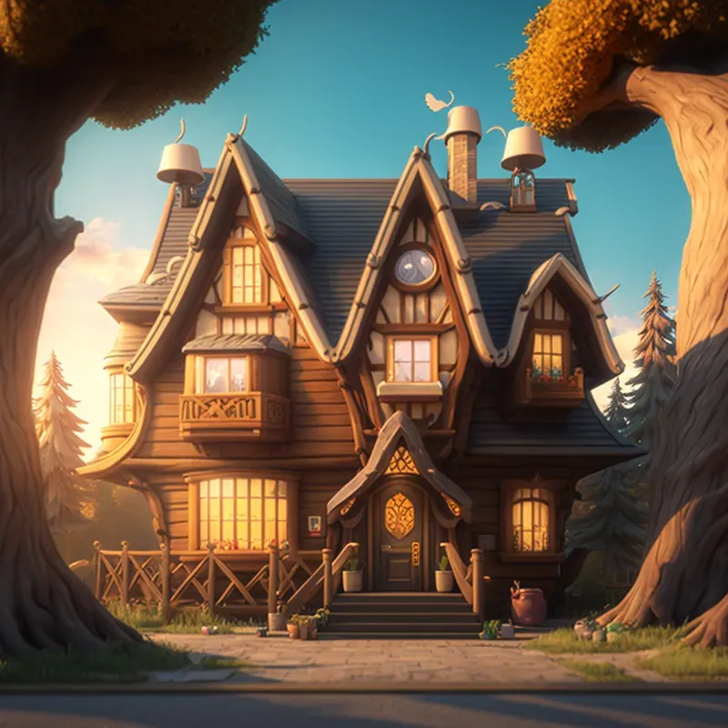 Cartoon Hyper Realistic Magical Houses