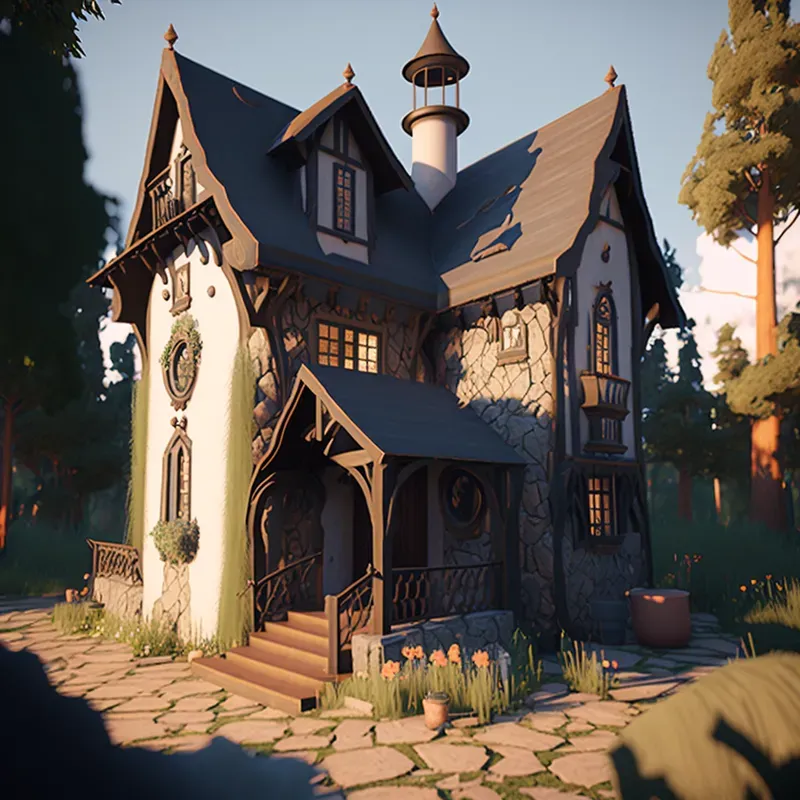 Cartoon Hyper Realistic Magical Houses