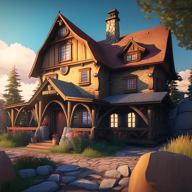 Cartoon Hyper Realistic Magical Houses