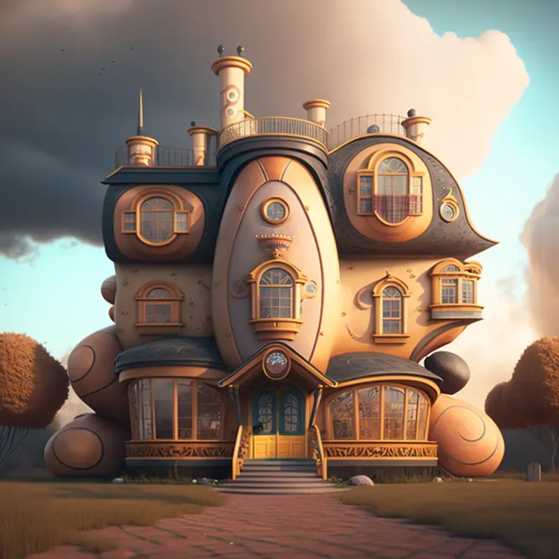 Cartoon Hyper Realistic Magical Houses