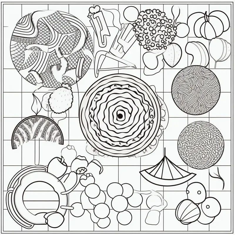 Food Kawai Pattern Coloring Pages