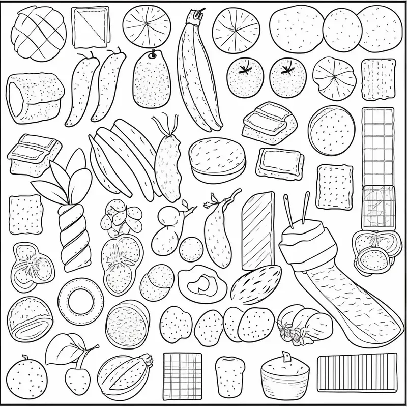Food Kawai Pattern Coloring Pages