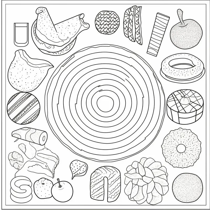 Food Kawai Pattern Coloring Pages