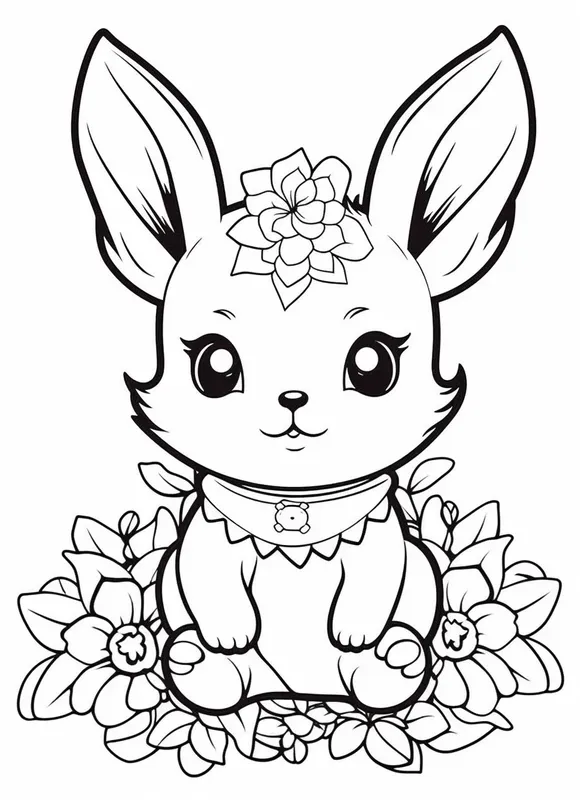Kawaii Floral Animal Coloring Pages
