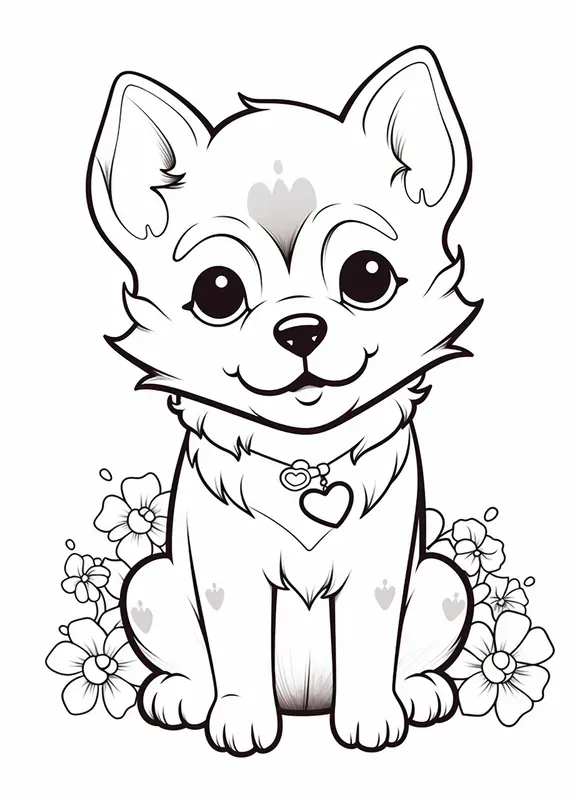 Kawaii Floral Animal Coloring Pages