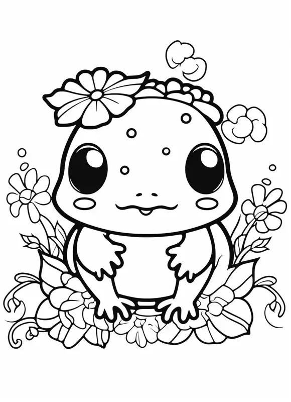 Kawaii Floral Animal Coloring Pages