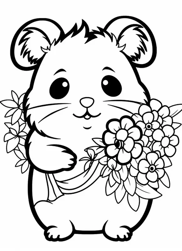 Kawaii Floral Animal Coloring Pages