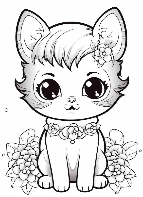 Kawaii Floral Animal Coloring Pages