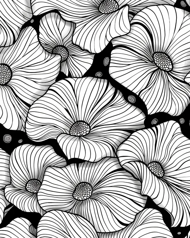 Flowers Zentangle Pattern Coloring Pages