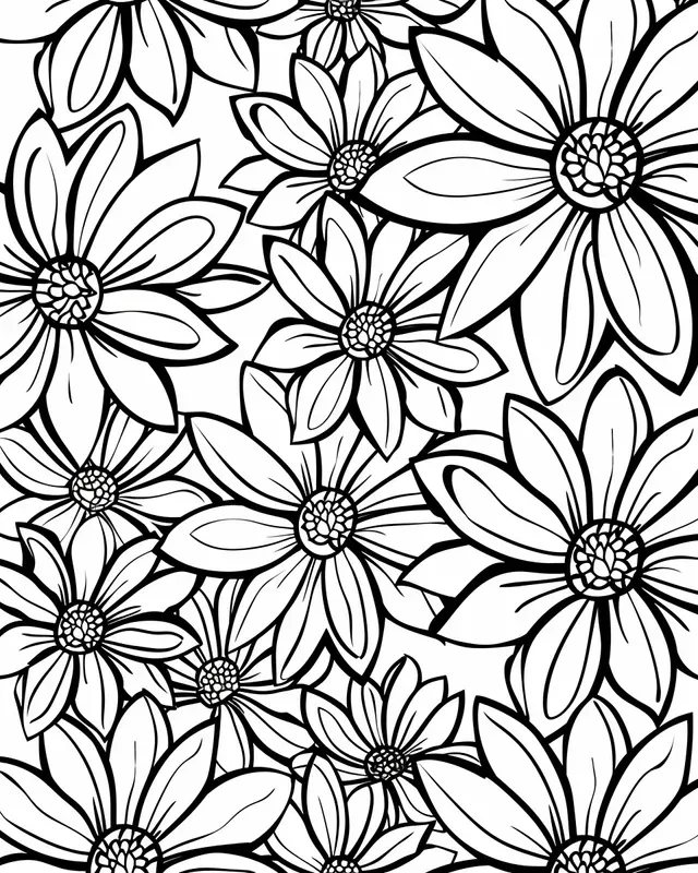 Flowers Zentangle Pattern Coloring Pages