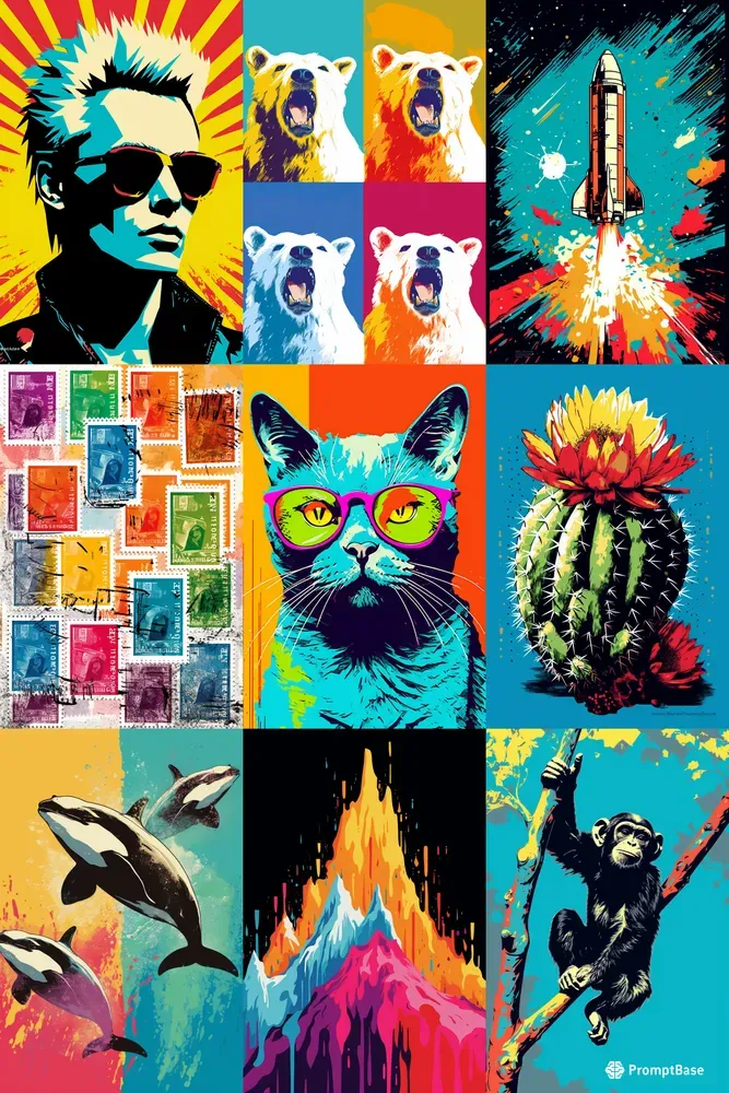 High Contrast Neon Pop Art