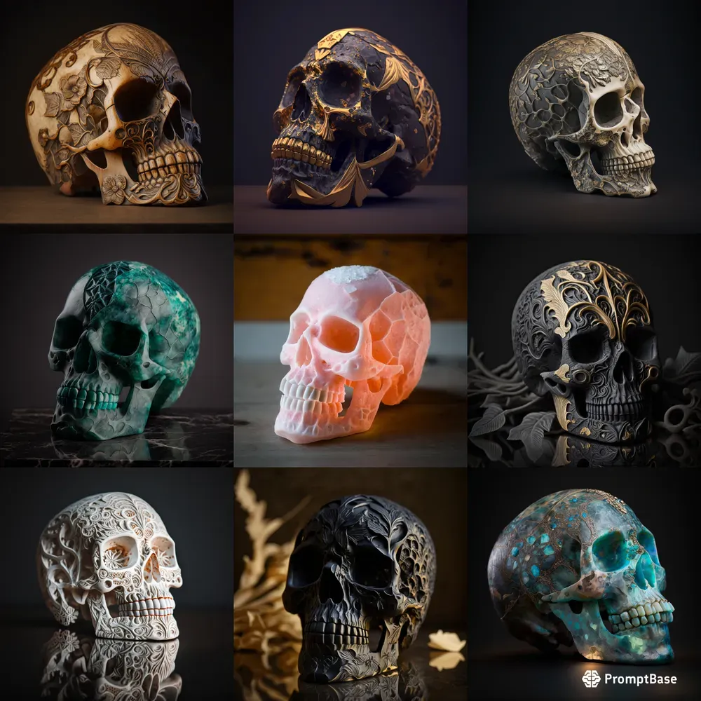 Carved Designer Skulls