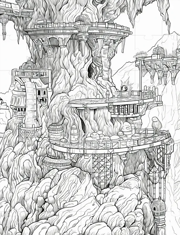 Coloring Book Pages Fantasy Landscapes