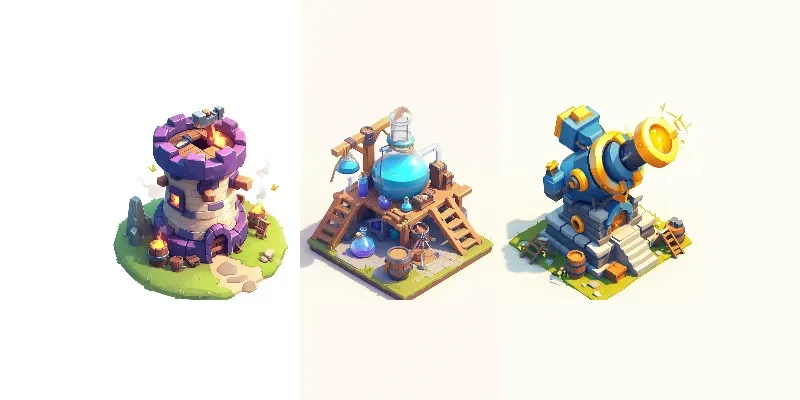 Clash Of Clan Like Build 3D Assets generated by undefined