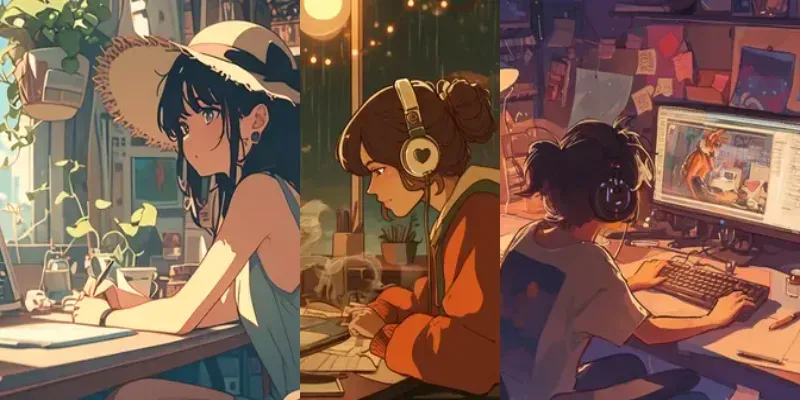 Lofi Animated Gif YouTube Illustrations generated by undefined