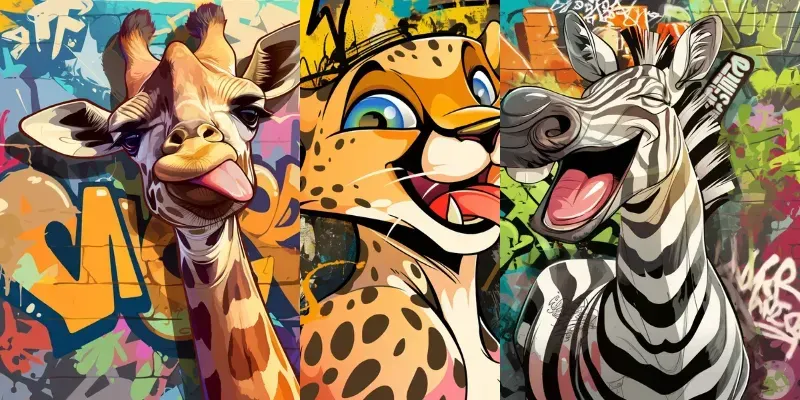 Graffiti Animals 2D Vectors generated by undefined