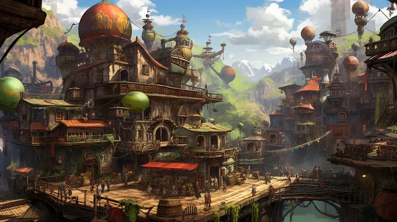 Steampunk Adventure Game Environments