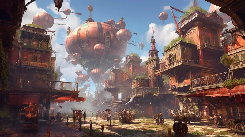 Steampunk Adventure Game Environments