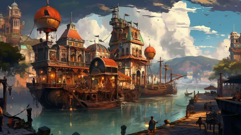 Steampunk Adventure Game Environments