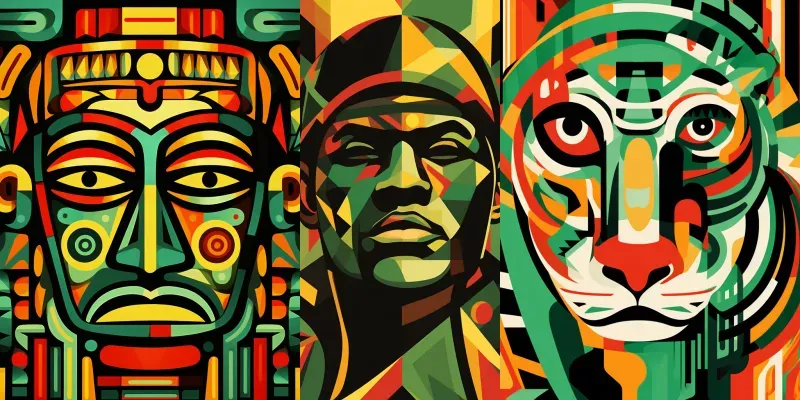 Cubist Futurist Portraits Abstract Backgrounds generated by undefined