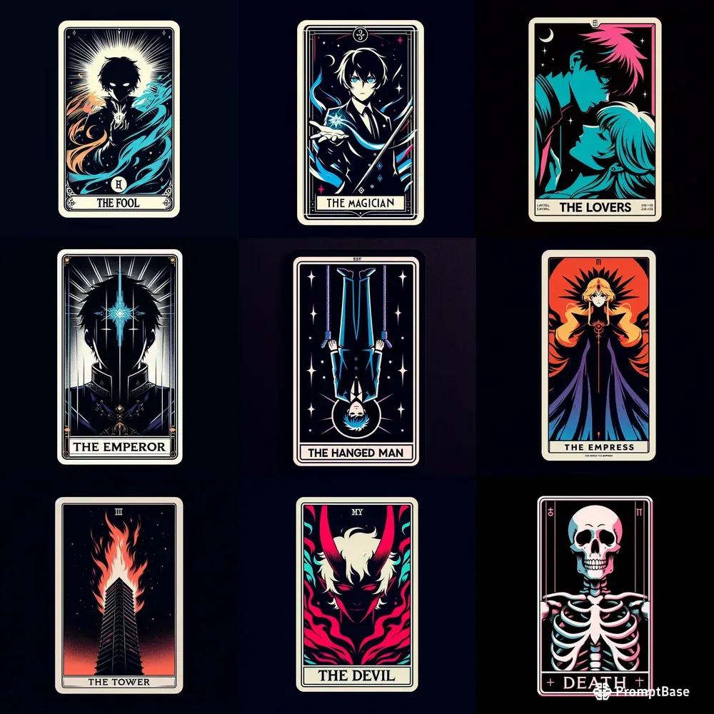Tarot Cards In Anime Manga Style