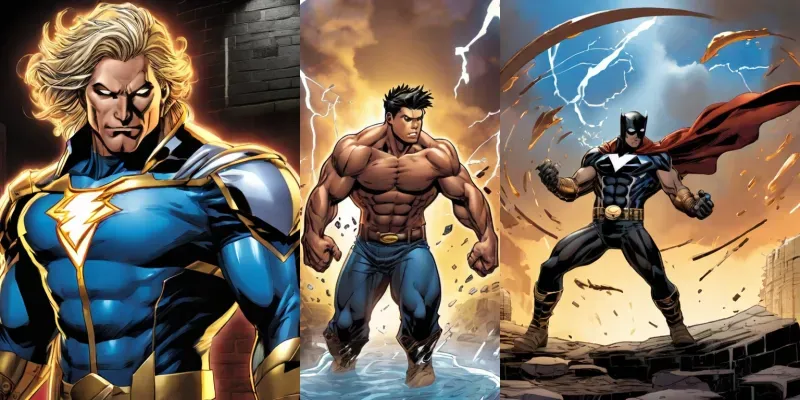 Superhero Characters Epic Comic Strips generated by undefined