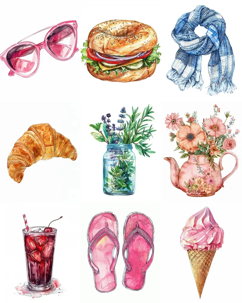 Watercolor Clipart Sticker Art