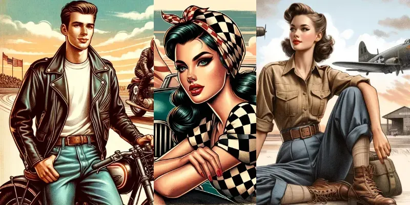 Hand Drawings 1950s Americanas generated by undefined