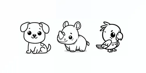 Cute Animals For Kids Coloring Pages generated by dalle