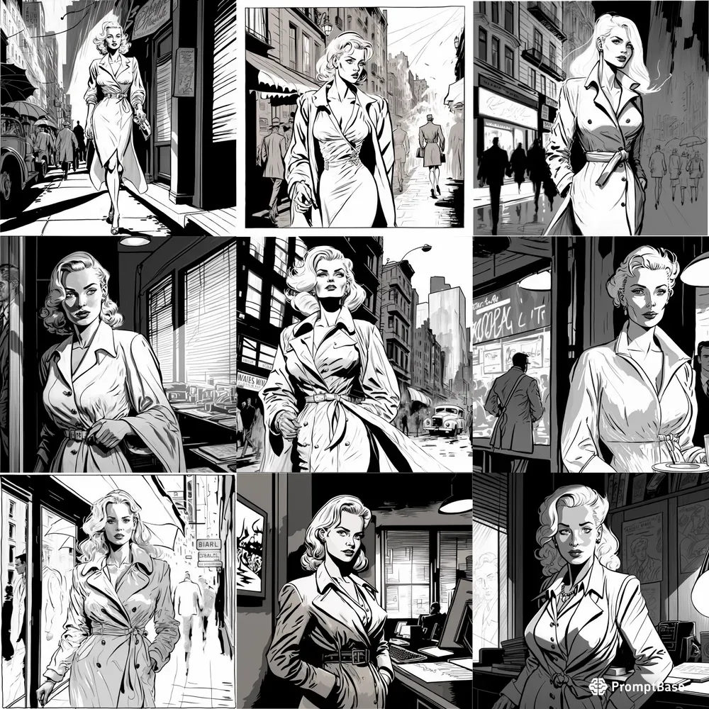 Film Noir Comic Book Drawings