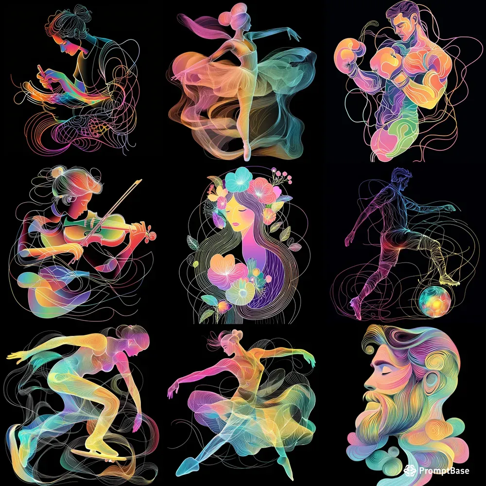 Modern Abstract Fluid Line Art