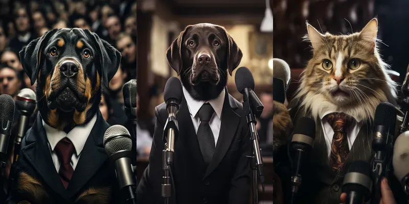 Animals Being Interviewed By Reporters generated by undefined