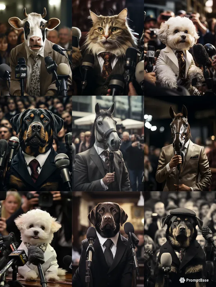Animals Being Interviewed By Reporters