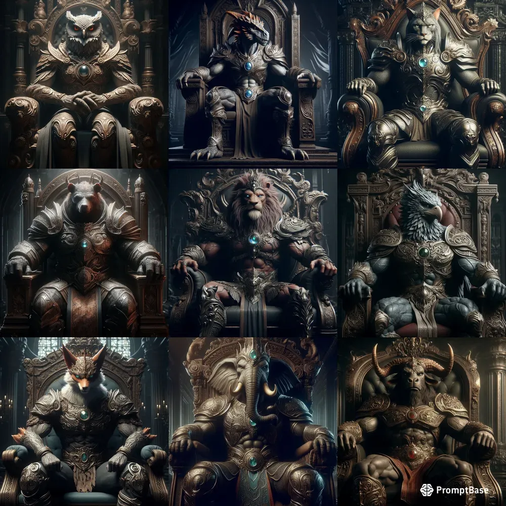 Royal Animals Sit On Stately Thrones